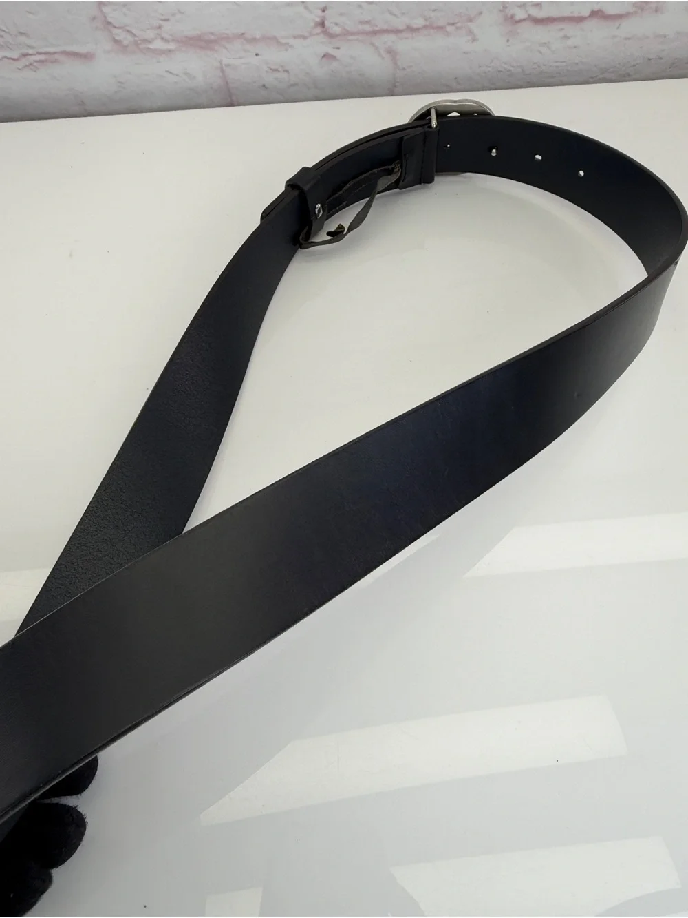 Gucci Black Leather Interlocking Gg Belt with Silver Double G Logo 546389 90/36